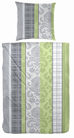 Schöne Bettwäsche aus Biber - grün 135x200 von Hahn